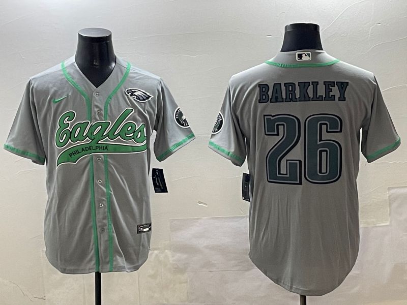 Men Philadelphia Eagles 26 Barkley Grey Jointly Name 2025 Nike Limited NFL Jersey style 3